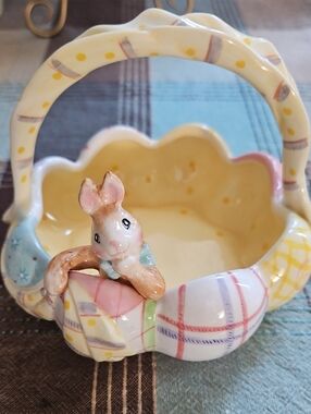 Fitz And Floyd Easter Decor Basket Trinket Dish